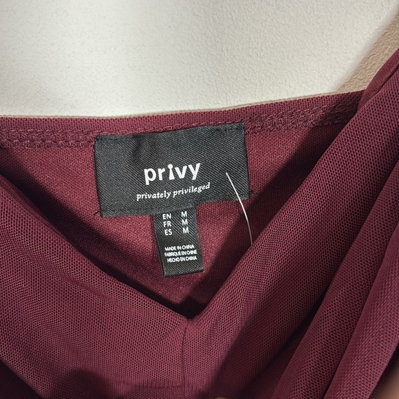 Privy Elegant Burgundy Merlot Draped Beaded Body Suit Medium NWT Dressy Sexy - Picture 8 of 8
